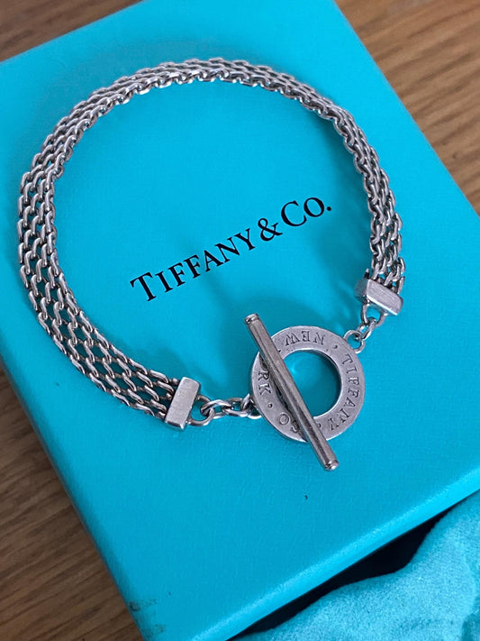 Tiffany & Co mesh strap toggle bracelet With box and pouch, genuine, sterling silver