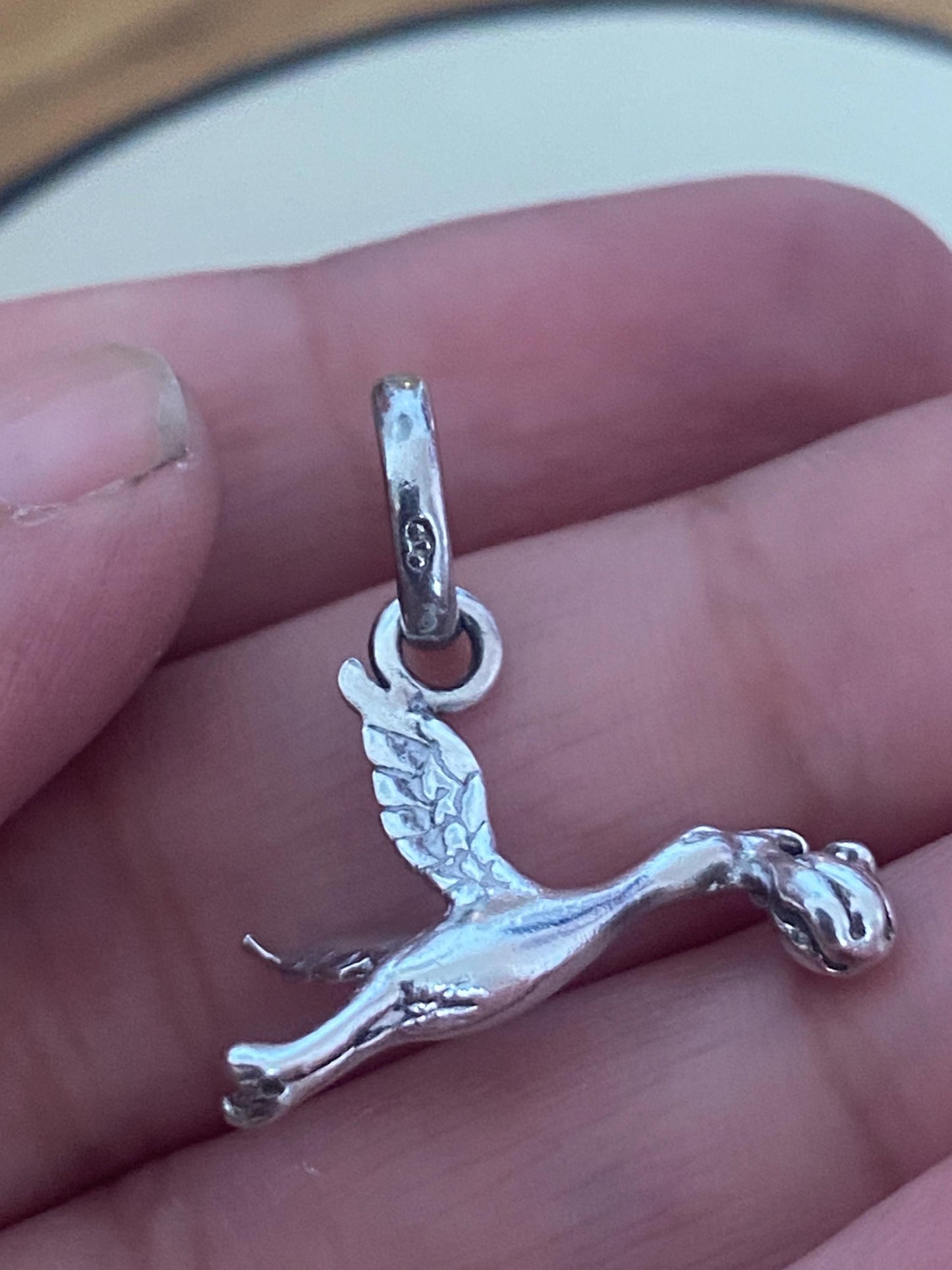 Absolutely gorgeous Links of London Sterling Silver Stork and Baby charm, sterling silver
