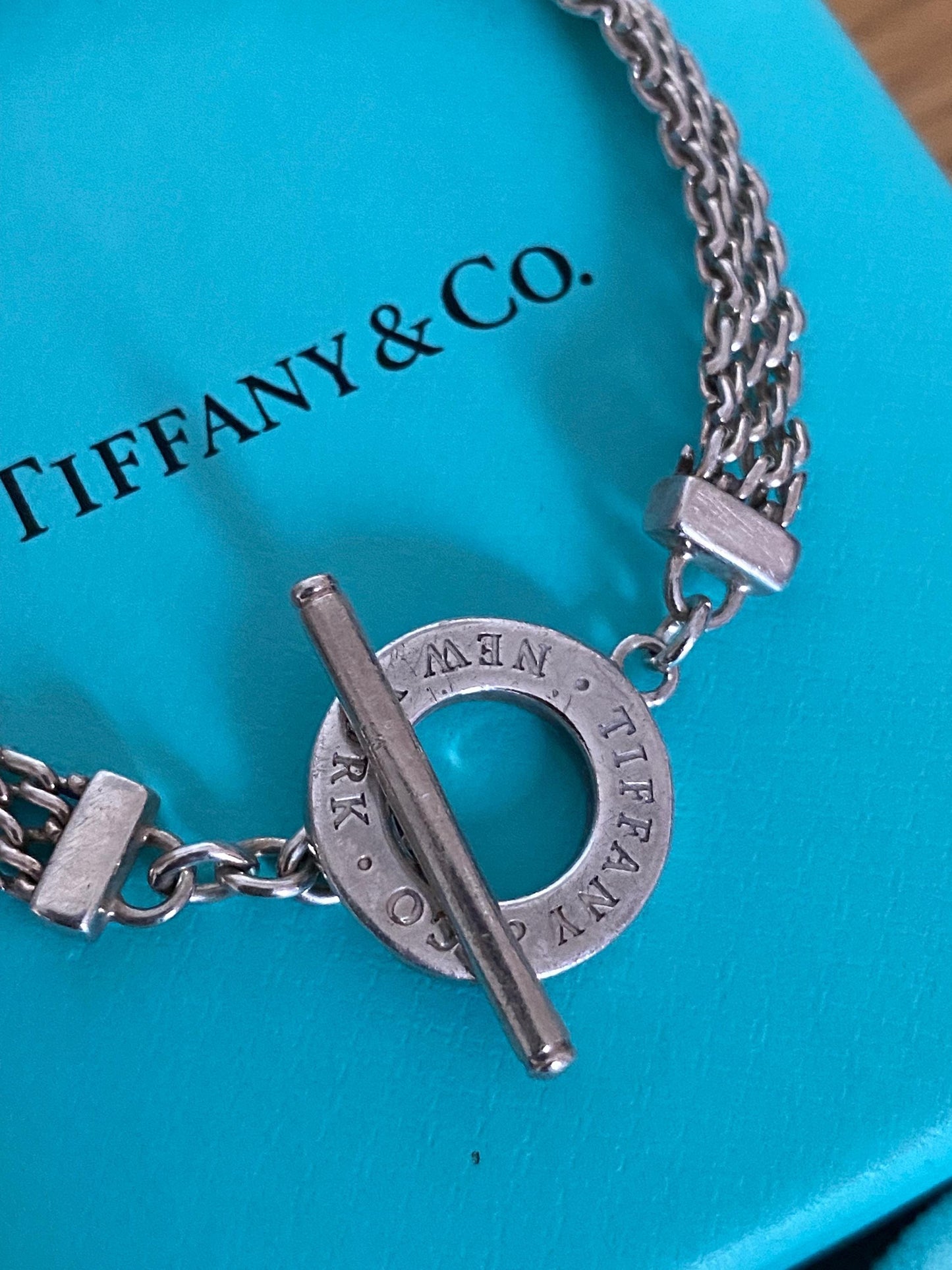 Tiffany & Co mesh strap toggle bracelet With box and pouch, genuine, sterling silver