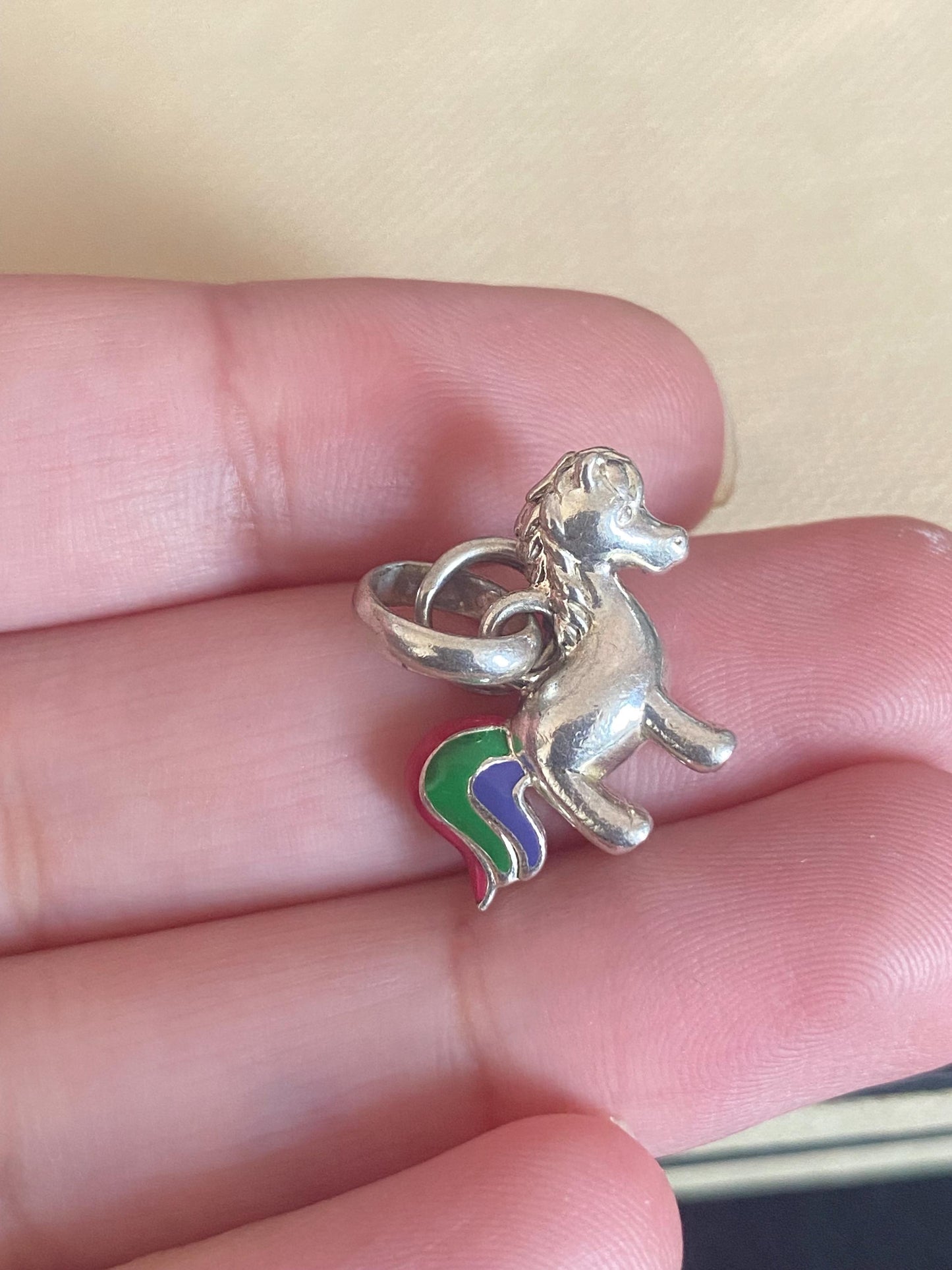 Beautiful genuine exceptionally rare hallmarked Links of London sterling silver and enamel rainbow unicorn charm