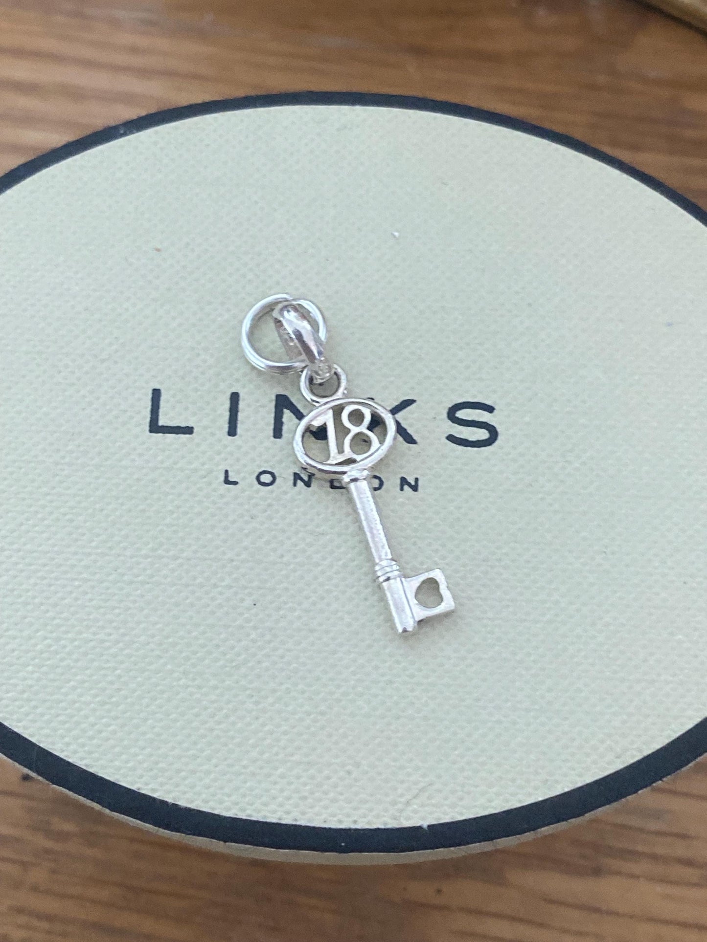 Beautiful genuine rare Links of London sterling silver key ‘18’ charm, genuine