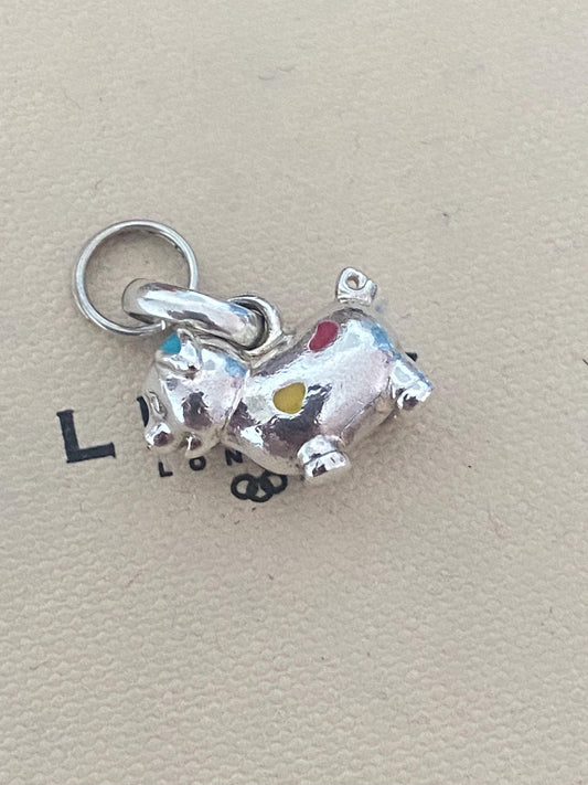Links of london Pig Chinese Zodiac Charm, Sterling Silver and Enamel Spots, genuine