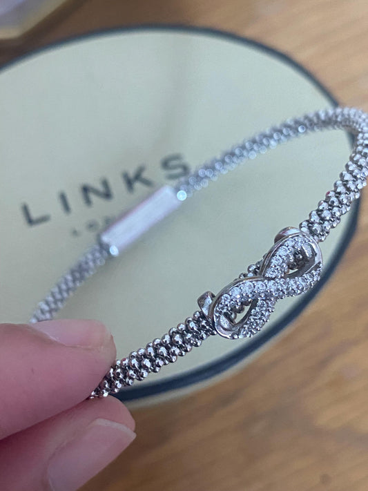 Very rare Links of London vintage rare effervescence infinity charm sapphire bracelet with magnetic closure, boxed