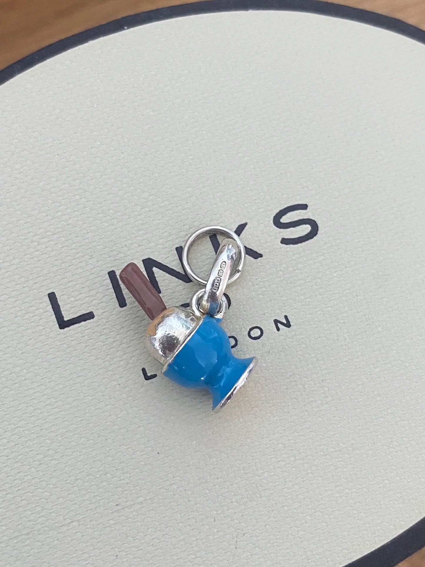 Extremely Rare Links of London Dippy Egg Charm, Sterling Silver, Enamel, Stamped, Hallmarked, PRISTINE CONDITION
