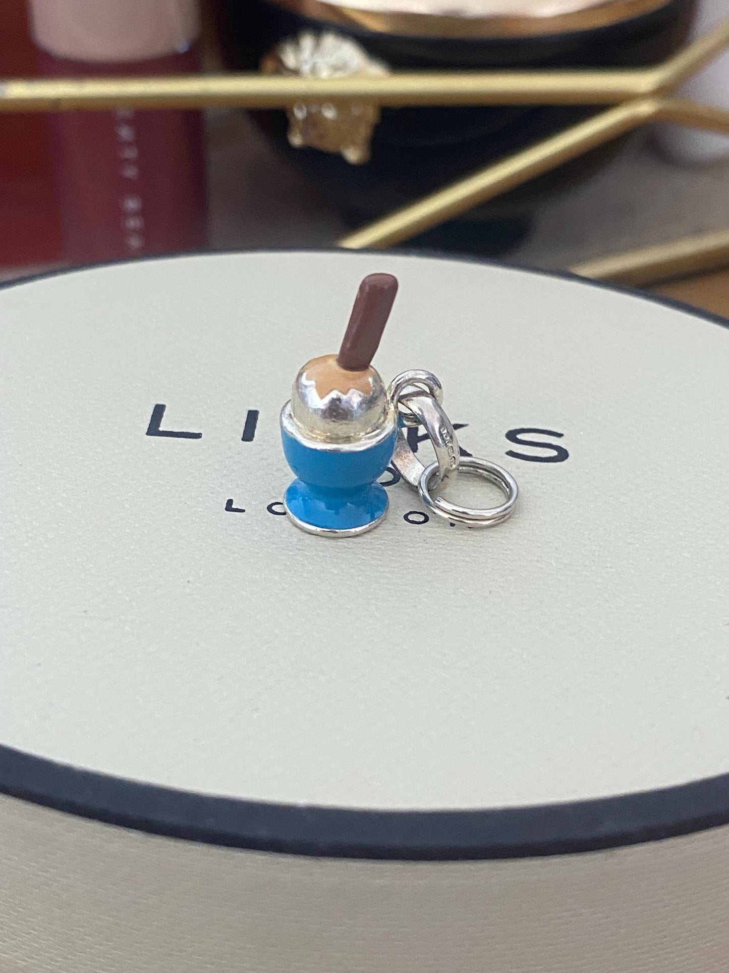 Extremely Rare Links of London Dippy Egg Charm, Sterling Silver, Enamel, Stamped, Hallmarked, PRISTINE CONDITION