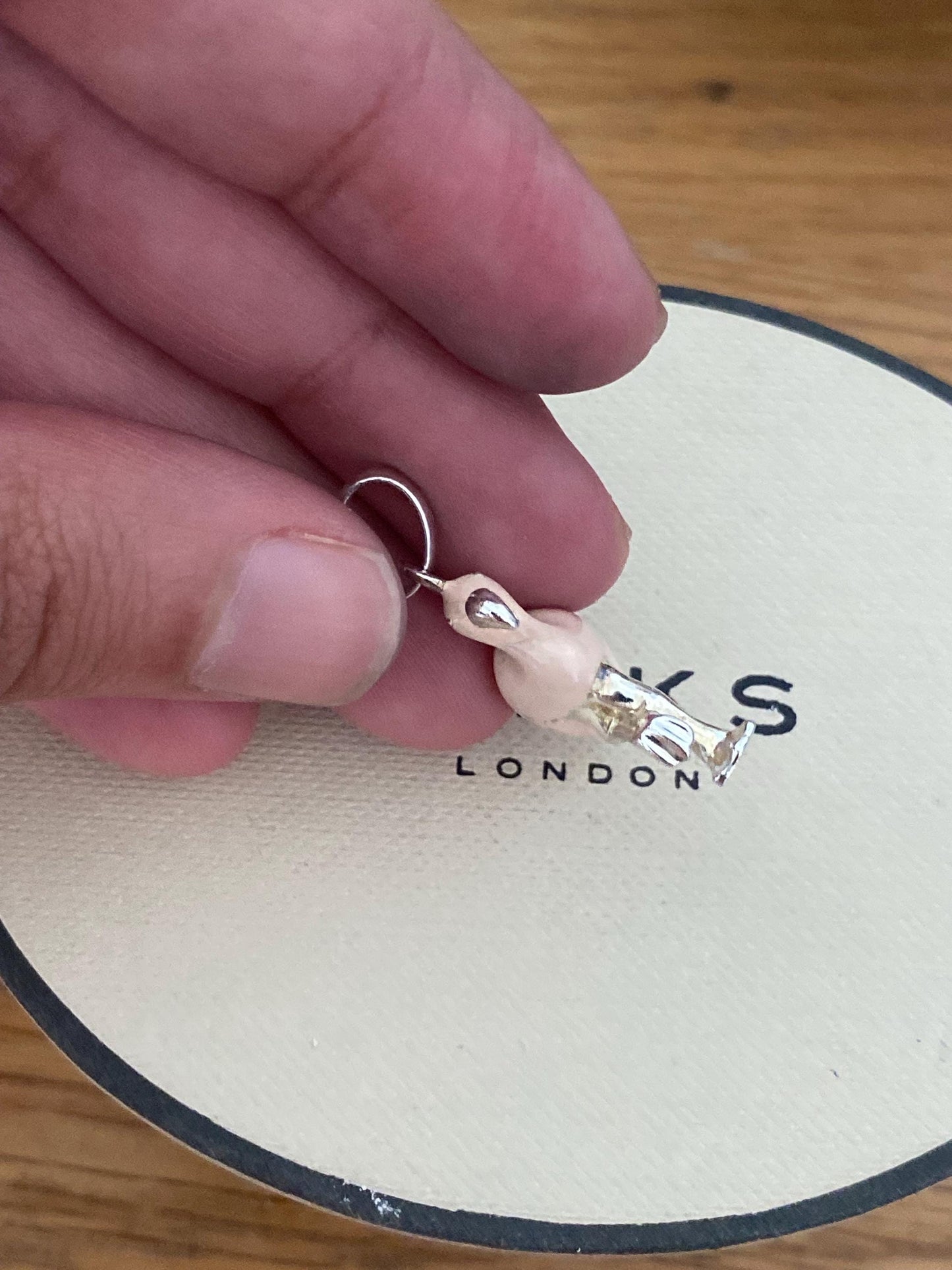 Gorgeous Links of London Sterling Silver and Enamel pink flamingo Charm, Assay Hallmarked