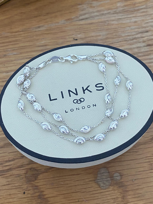 Lovely Links of London Essentials 3 Row Beaded bracelet, sterling silver, Assay hallmarked