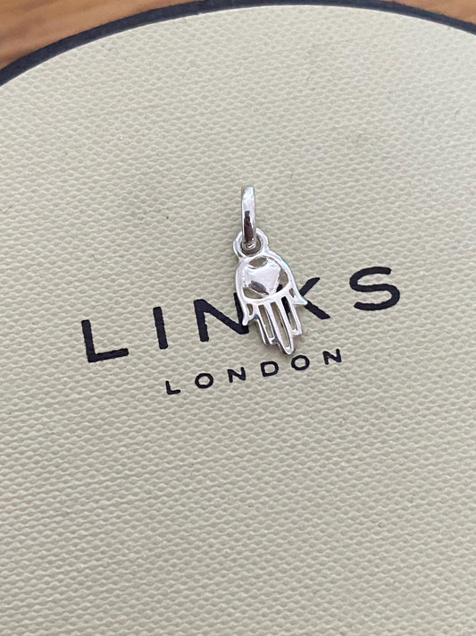 Very rare Links of London hand of Fatima mini charm sterling silver, lovely condition, genuine