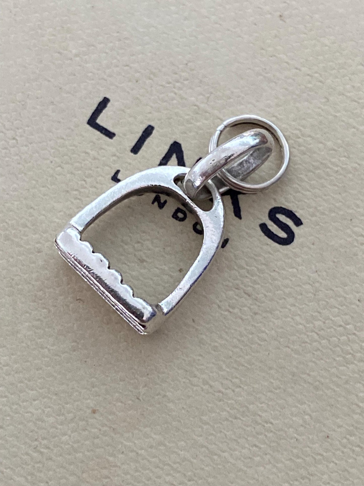 Beautiful genuine hallmarked Links of London sterling silver riding stirrup charm, vintage