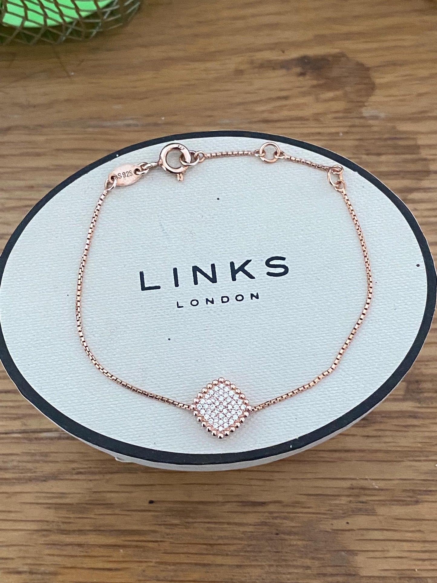 Gorgeous Links of London 18ct rose gold vermail and topaz “pure” Bracelet, hallmarked, genuine