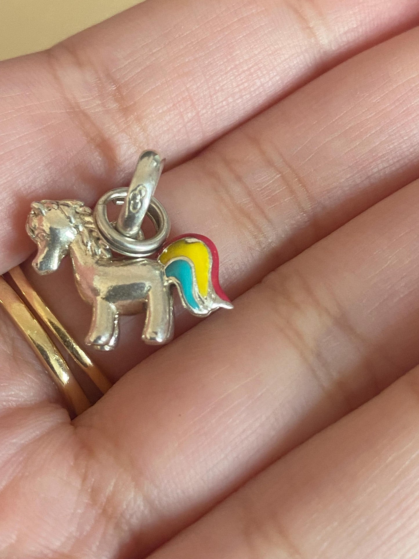 Beautiful genuine exceptionally rare hallmarked Links of London sterling silver and enamel rainbow unicorn charm