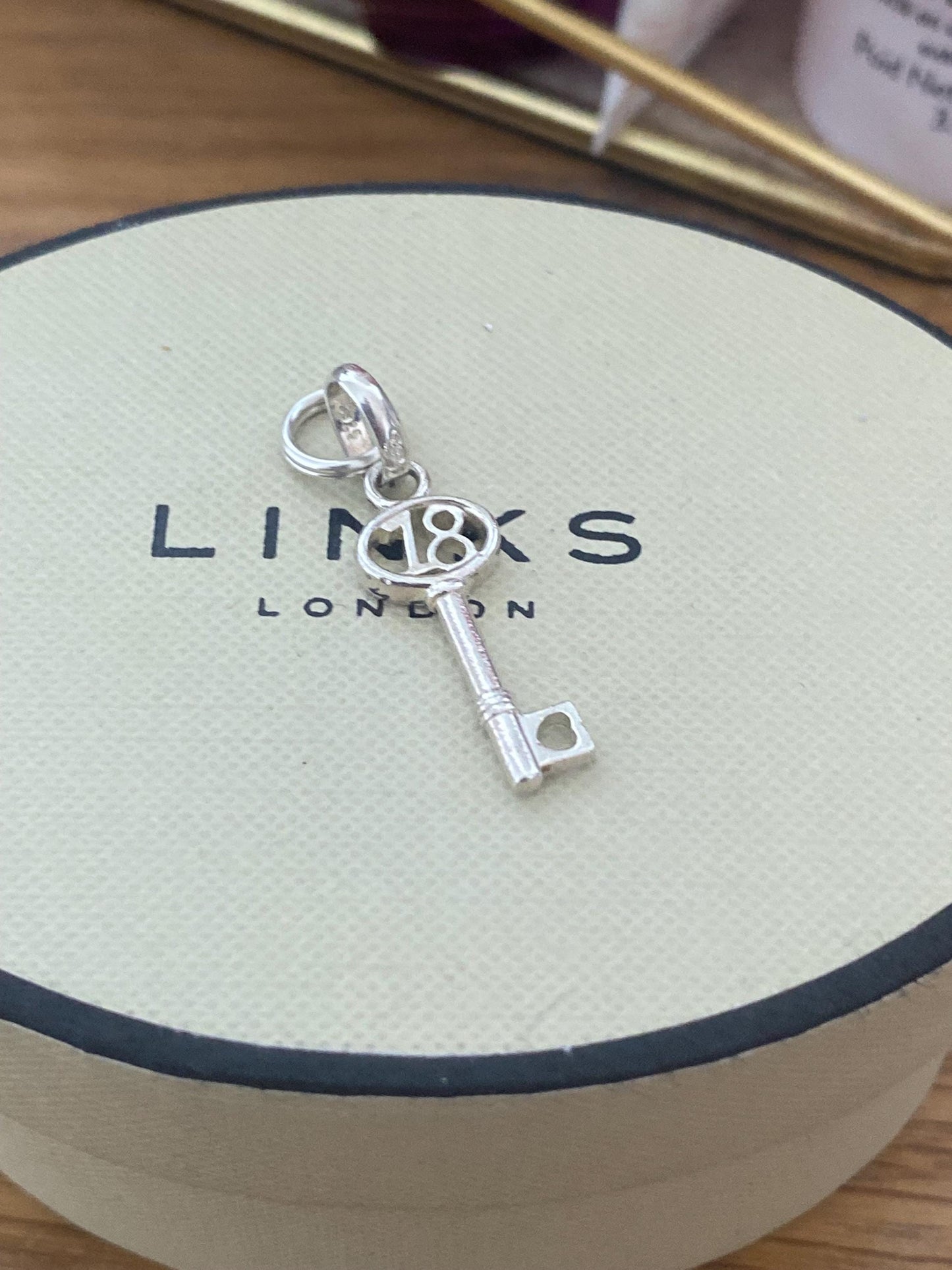 Beautiful genuine rare Links of London sterling silver key ‘18’ charm, genuine