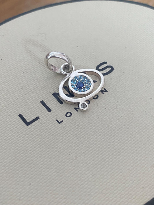 Stunning RARE Links of London evil eye sapphire and topaz charm set in sterling silver