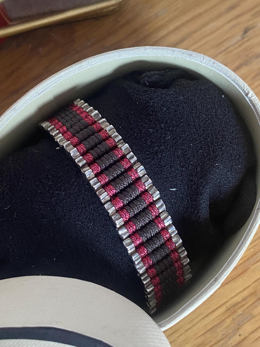 Rare Limited Edition Links of London Star Friendship Bracelet in Black and Sparkly Red, Sterling Silver, Assay Hallmarked