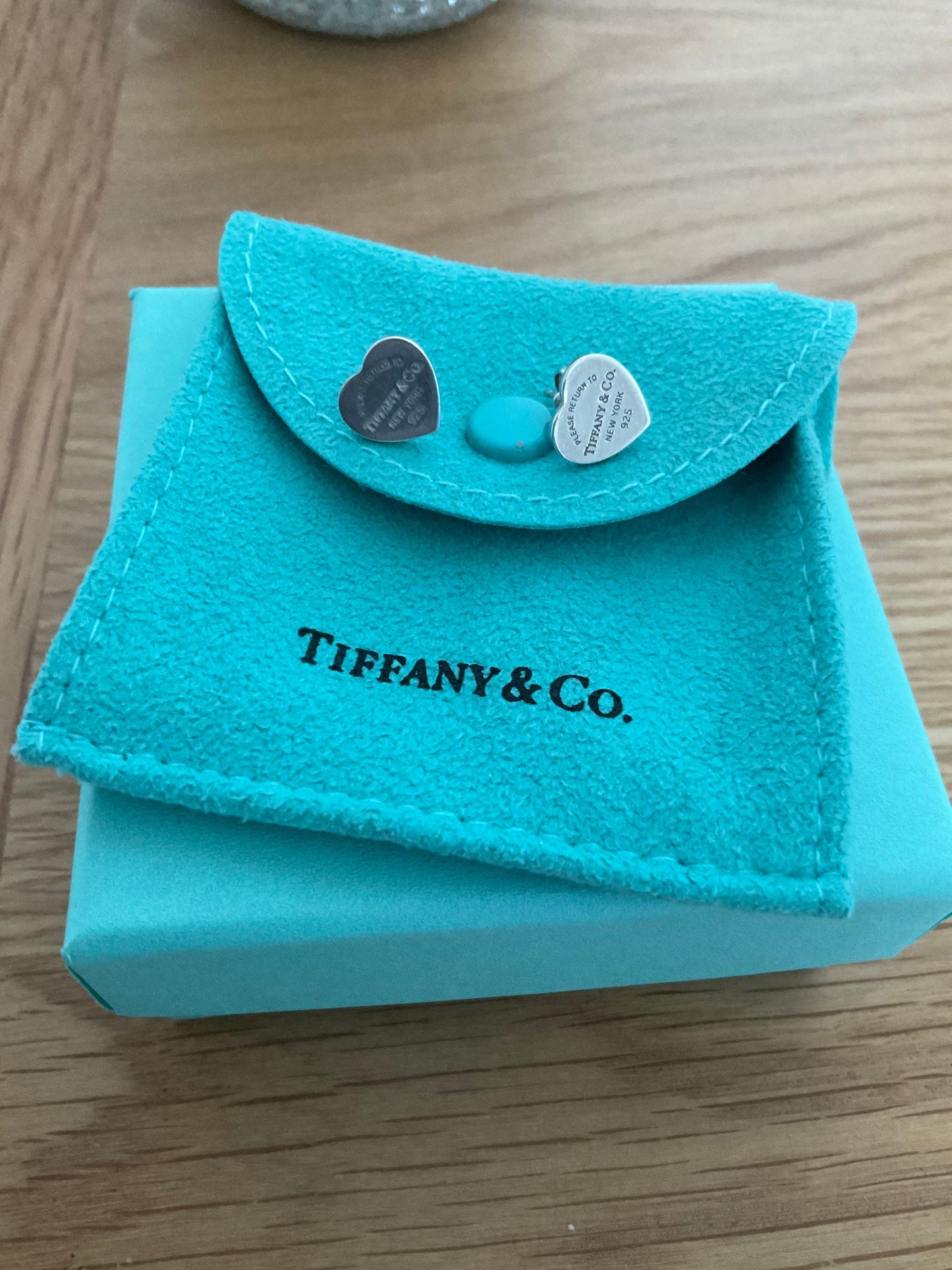 Tiffany and co small heart sterling silver stud earrings