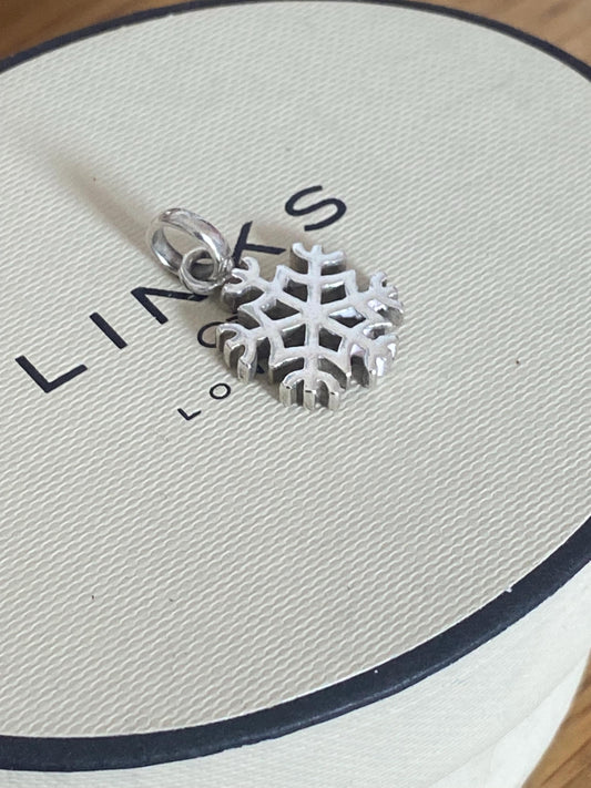 cute genuine rare Links of London sterling silver snowflake hallmarked charm