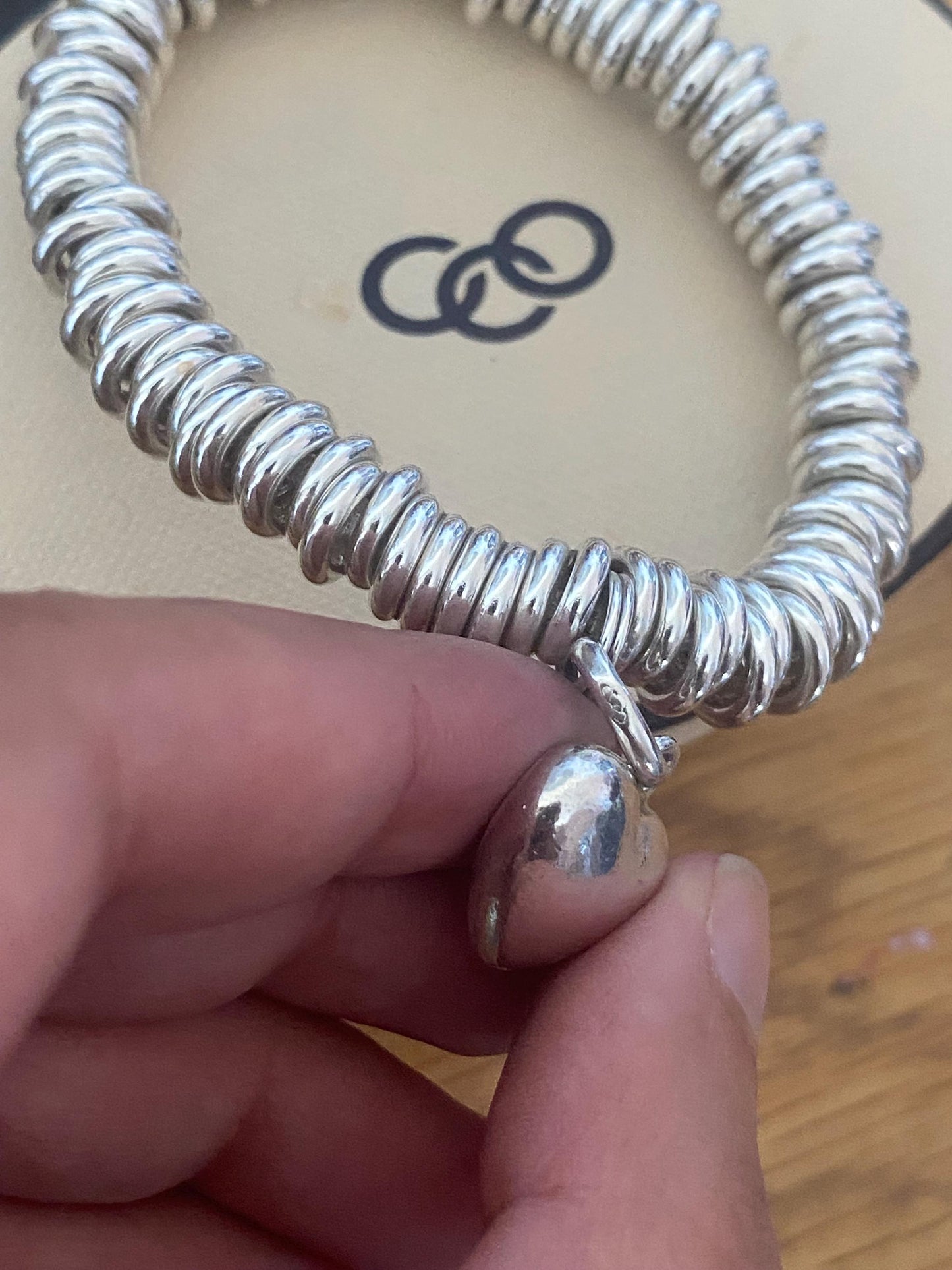 Lovely Links of London vintage rare sweetie bracelet with heart charm, sterling silver, size medium