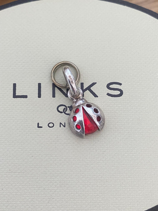 Gorgeous Links of London Lucky Ladybird Charm, Sterling Silver and Glass, genuine