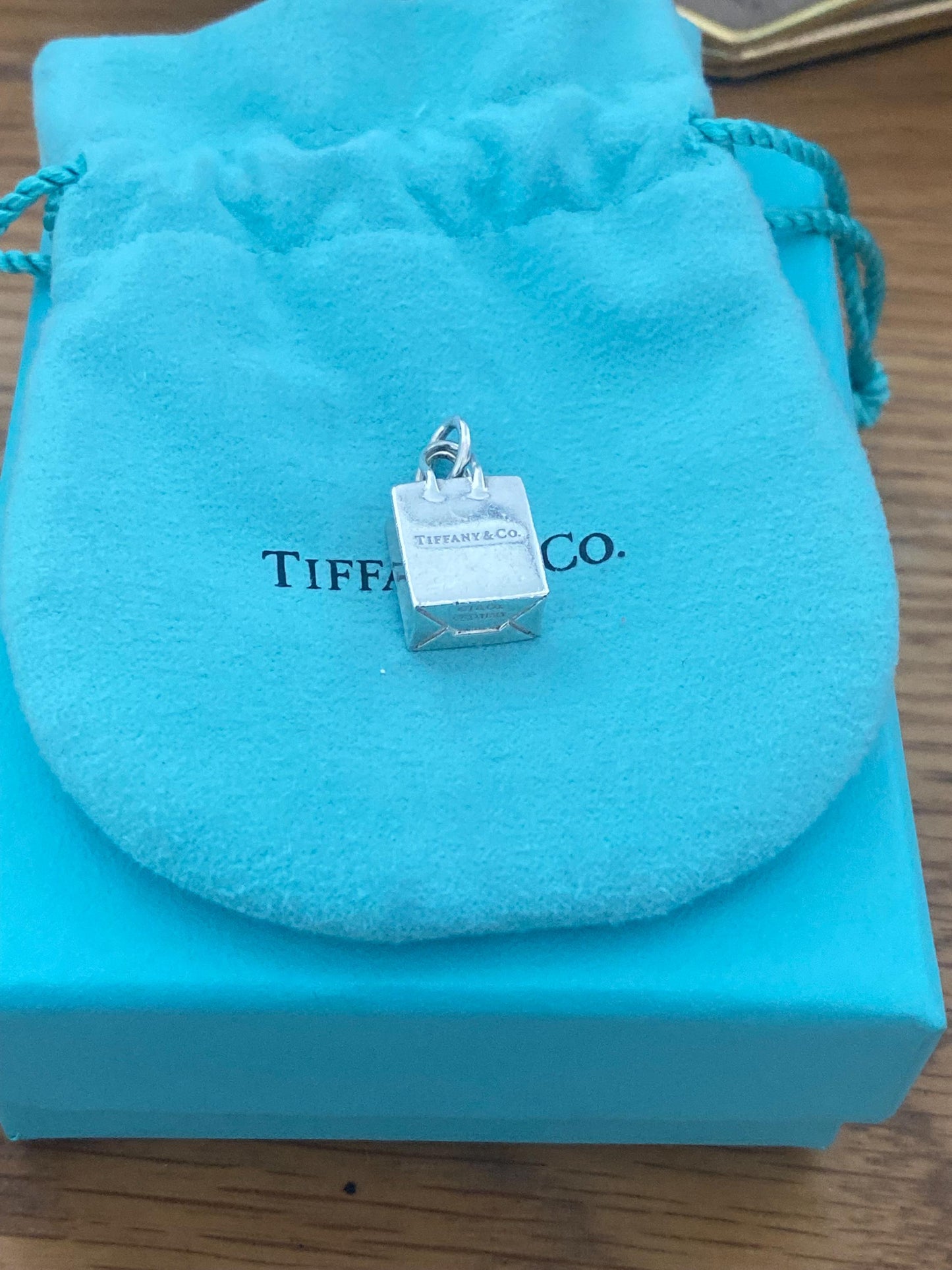 Very rare Tiffany & Co sterling silver shopping bag charm, Genuine