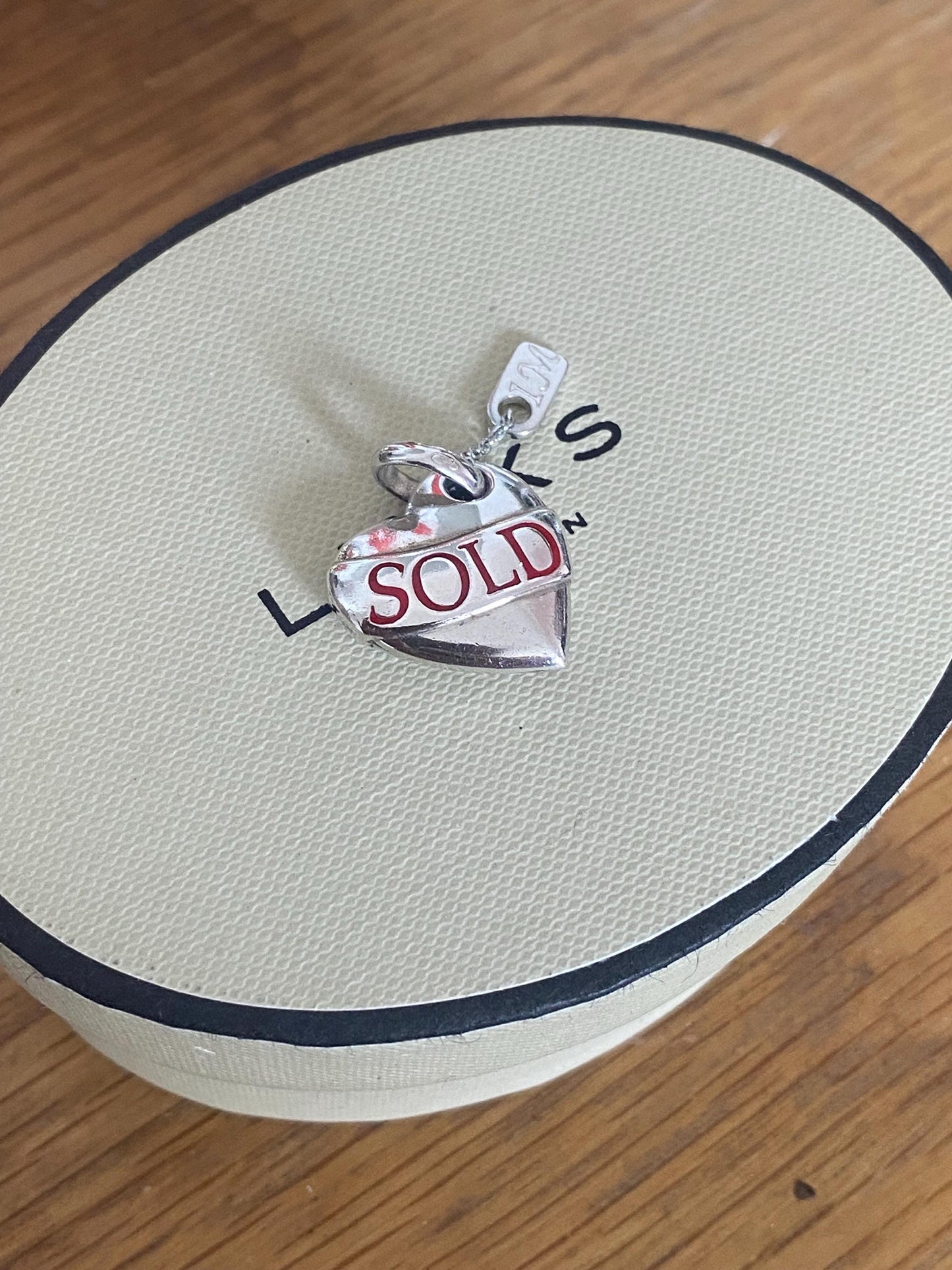 Genuine Links of London 'I'm Sold' Heart Charm, Sterling Silver with Red Enamel, Hallmarked