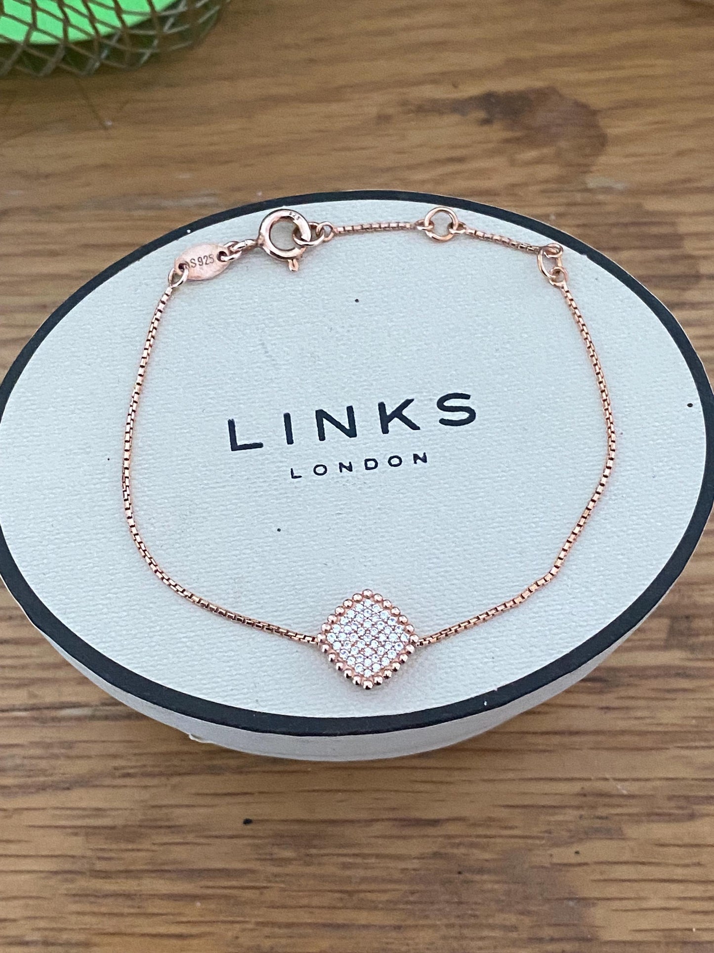 Gorgeous Links of London 18ct rose gold vermail and topaz “pure” Bracelet, hallmarked, genuine