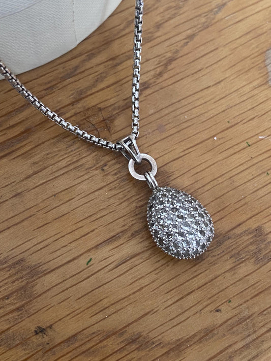 Beautiful vintage ultra rare links of London teardrop hope necklace with clear topaz stones, sterling silver