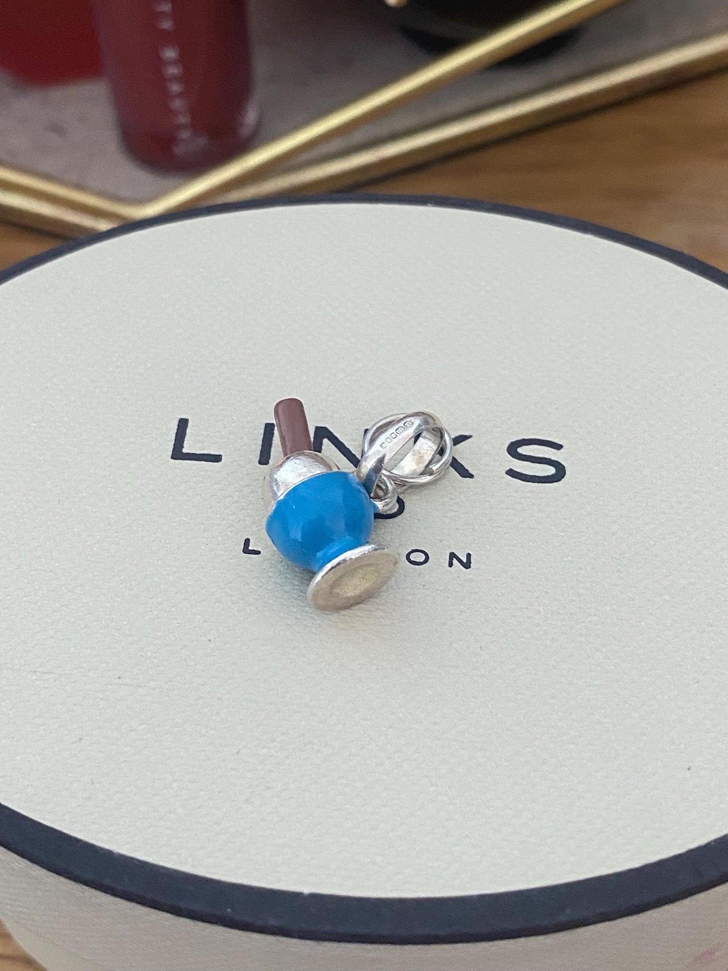 Extremely Rare Links of London Dippy Egg Charm, Sterling Silver, Enamel, Stamped, Hallmarked, PRISTINE CONDITION