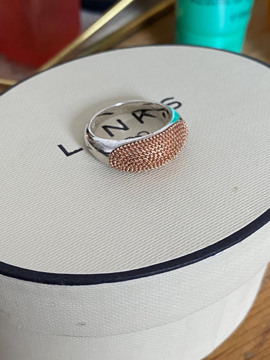 Gorgeous unique Links Of London Sterling Silver With Gold Overlay Bobble Dome masquerade Ring, Vintage, UK Size N