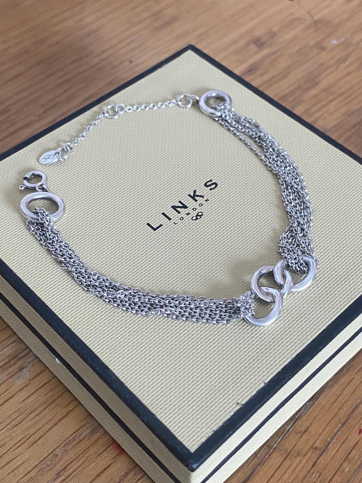 Genuine rare LINKS OF LONDON Signature Multi Chain Bracelet, sterling silver, with box