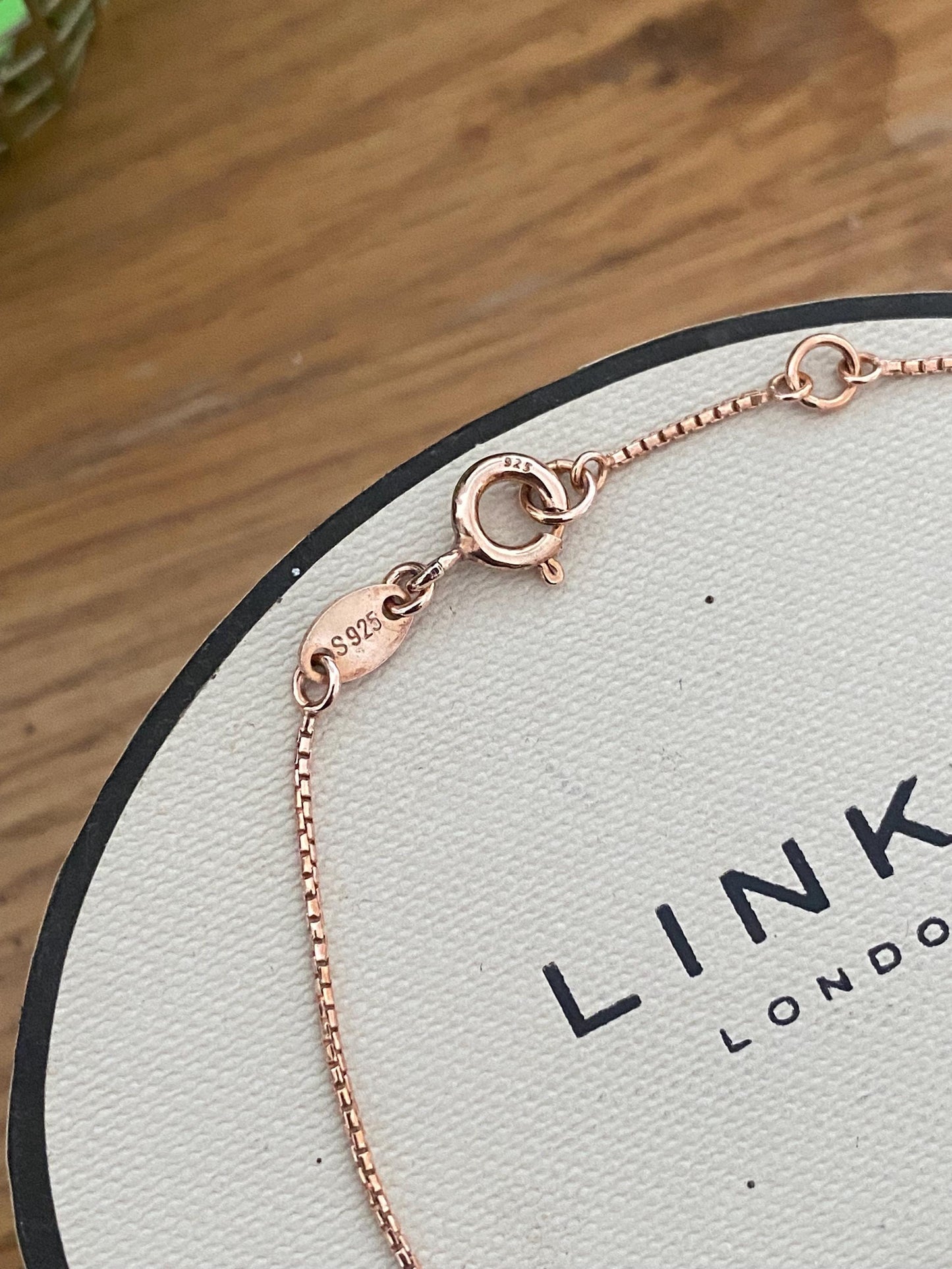 Gorgeous Links of London 18ct rose gold vermail and topaz “pure” Bracelet, hallmarked, genuine