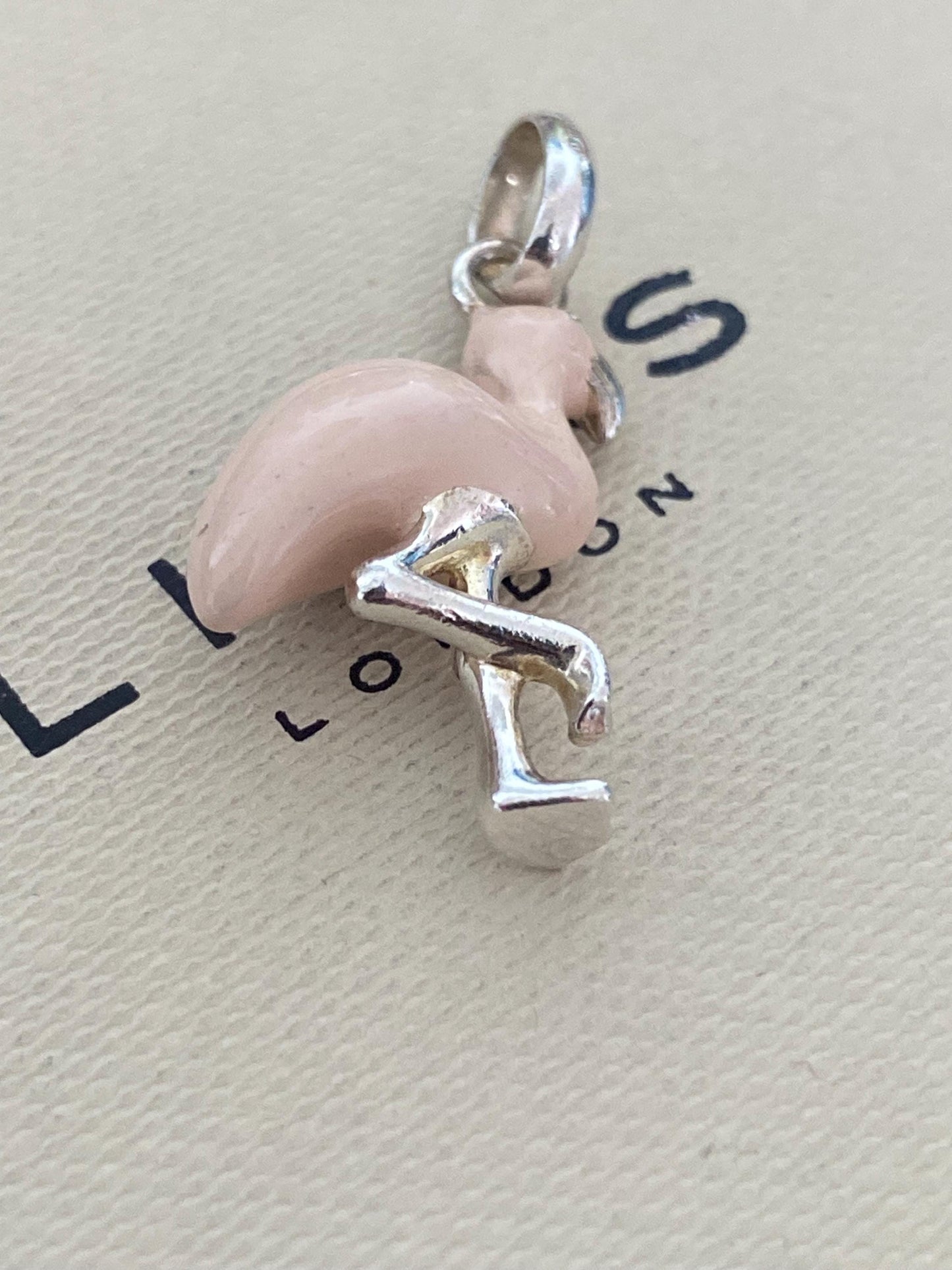 Gorgeous Links of London Sterling Silver and Enamel pink flamingo Charm, Assay Hallmarked