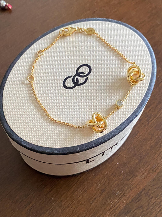 Gorgeous rare, vintage Links of London double love knot bracelet, sterling silver and 18ct gold vermeil, Genuine, Assay hallmarked