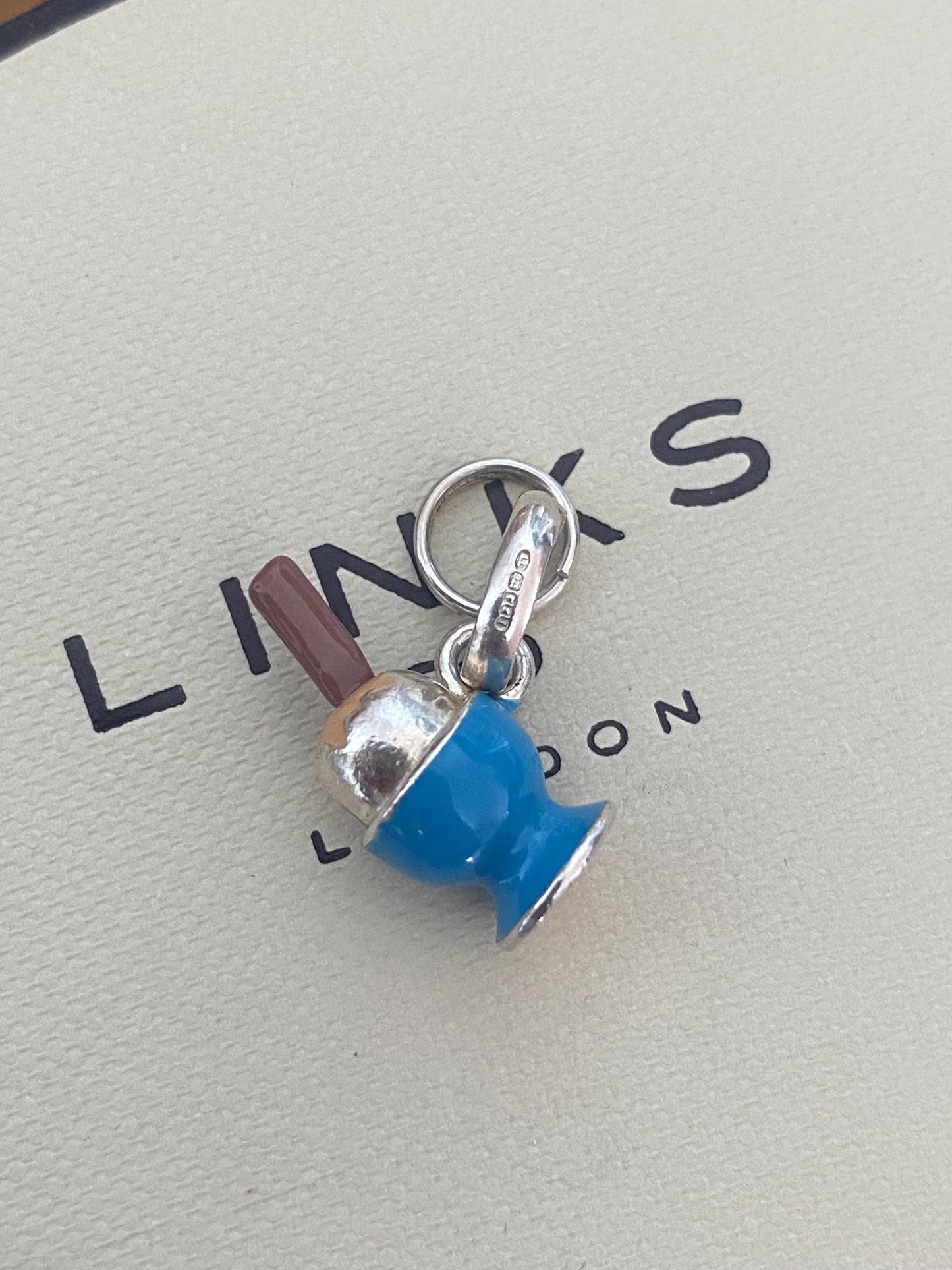 Extremely Rare Links of London Dippy Egg Charm, Sterling Silver, Enamel, Stamped, Hallmarked, PRISTINE CONDITION