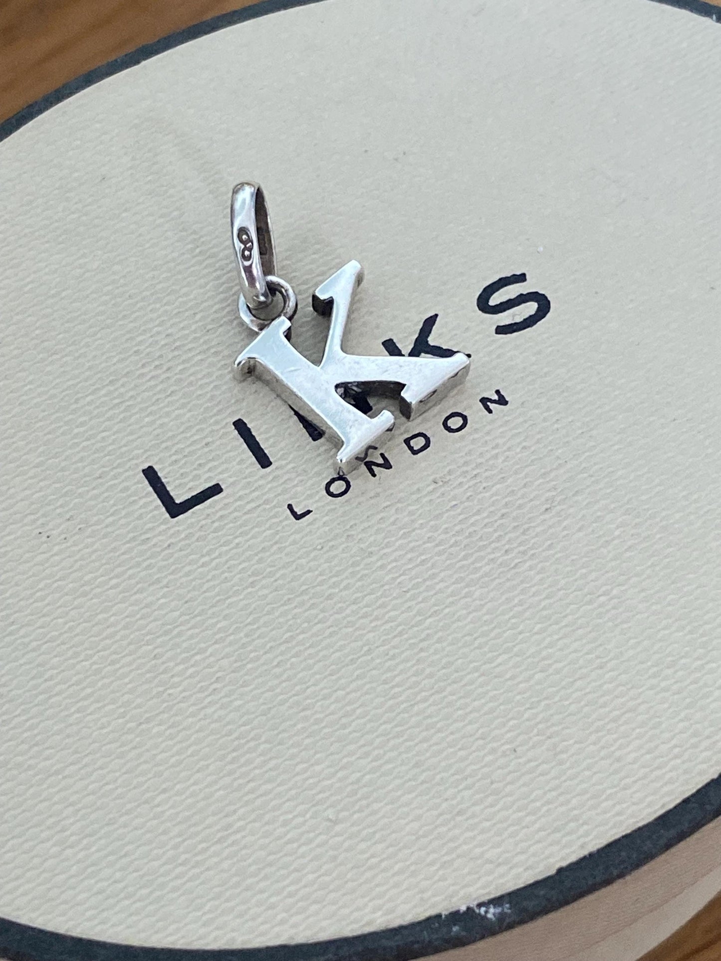 Genuine Links of London sterling silver letter ‘K’ charm