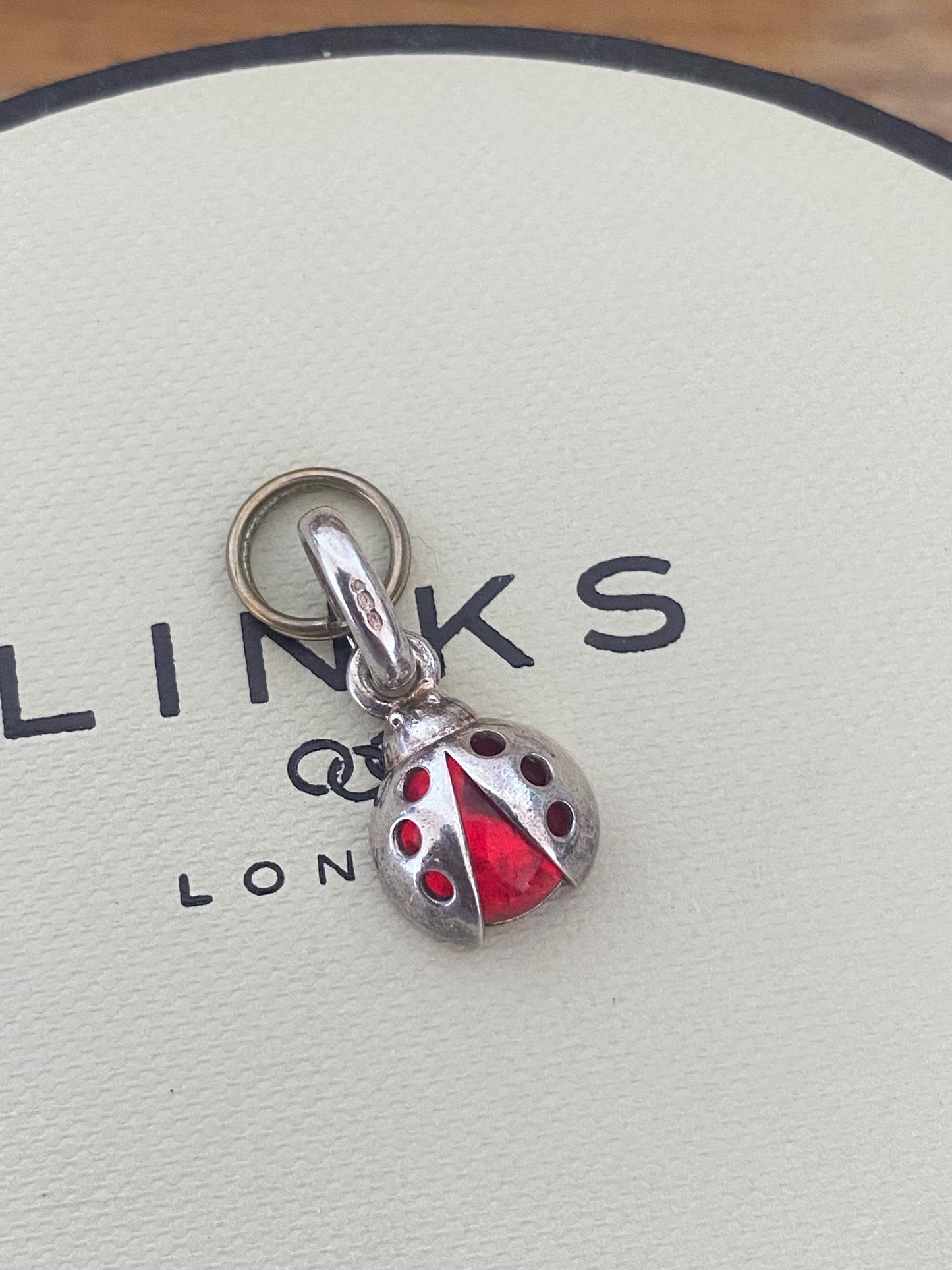 Gorgeous Links of London Lucky Ladybird Charm, Sterling Silver and Glass, genuine