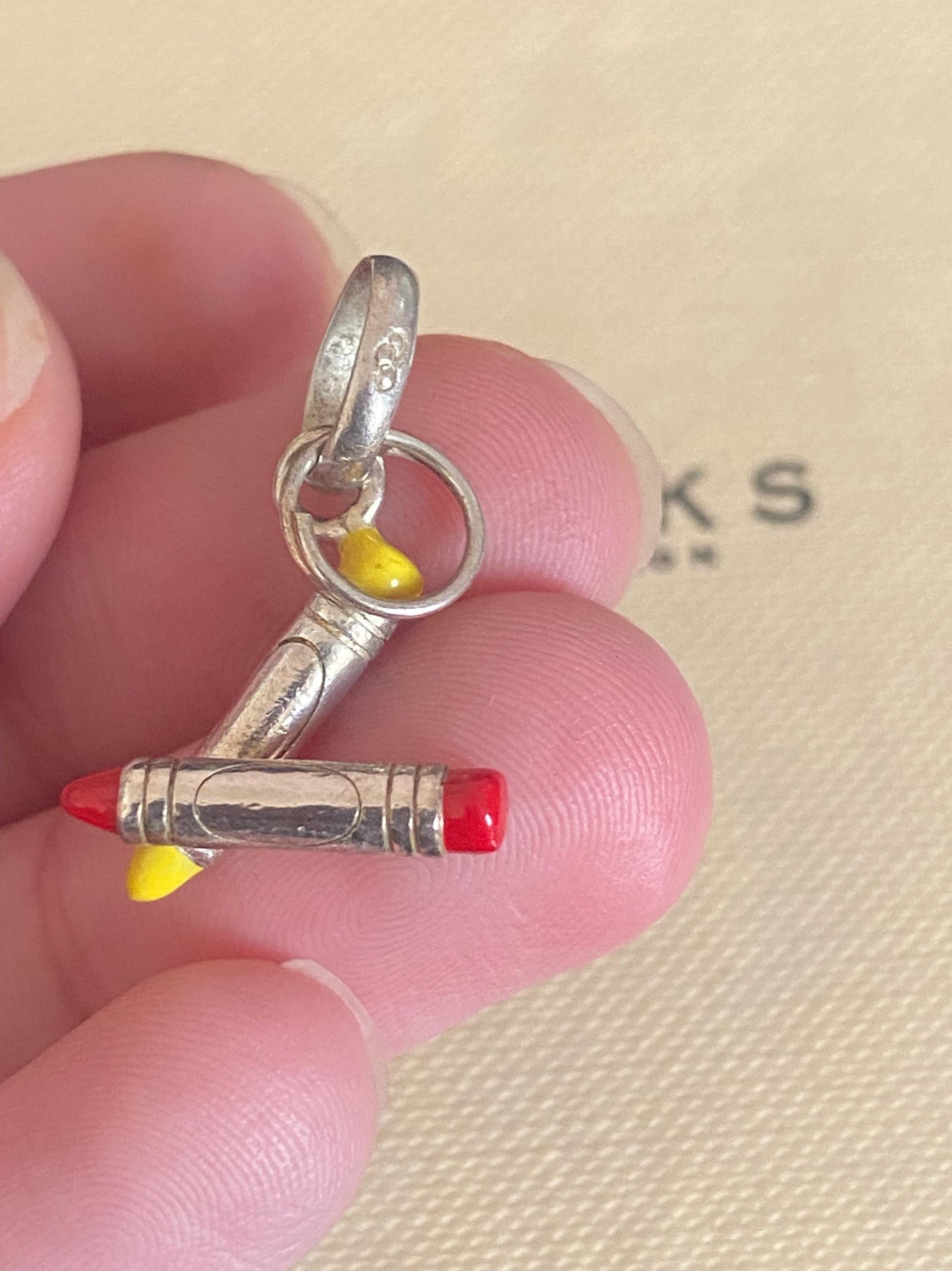 Beautiful genuine exceptionally rare hallmarked Links of London sterling silver and enamel crayon charm
