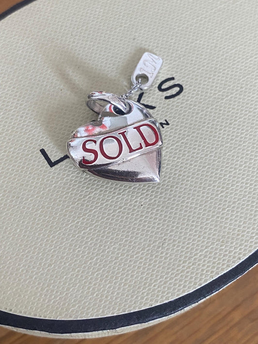 Genuine Links of London 'I'm Sold' Heart Charm, Sterling Silver with Red Enamel, Hallmarked