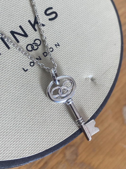 Genuine Links of London key charm Necklace, sterling silver, 925, unique