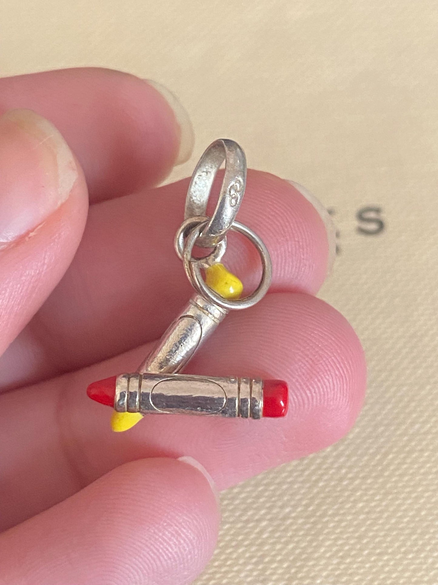 Beautiful genuine exceptionally rare hallmarked Links of London sterling silver and enamel crayon charm