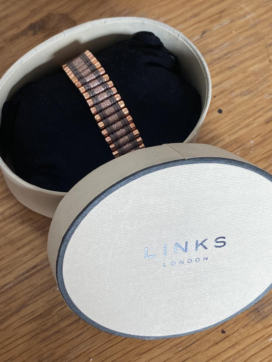 Rare Links of London Friendship Bracelet in Rose gold, Taupe and copper, Sterling Silver, Assay Hallmarked