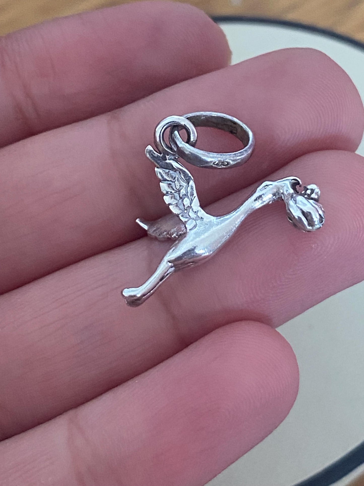 Absolutely gorgeous Links of London Sterling Silver Stork and Baby charm, sterling silver