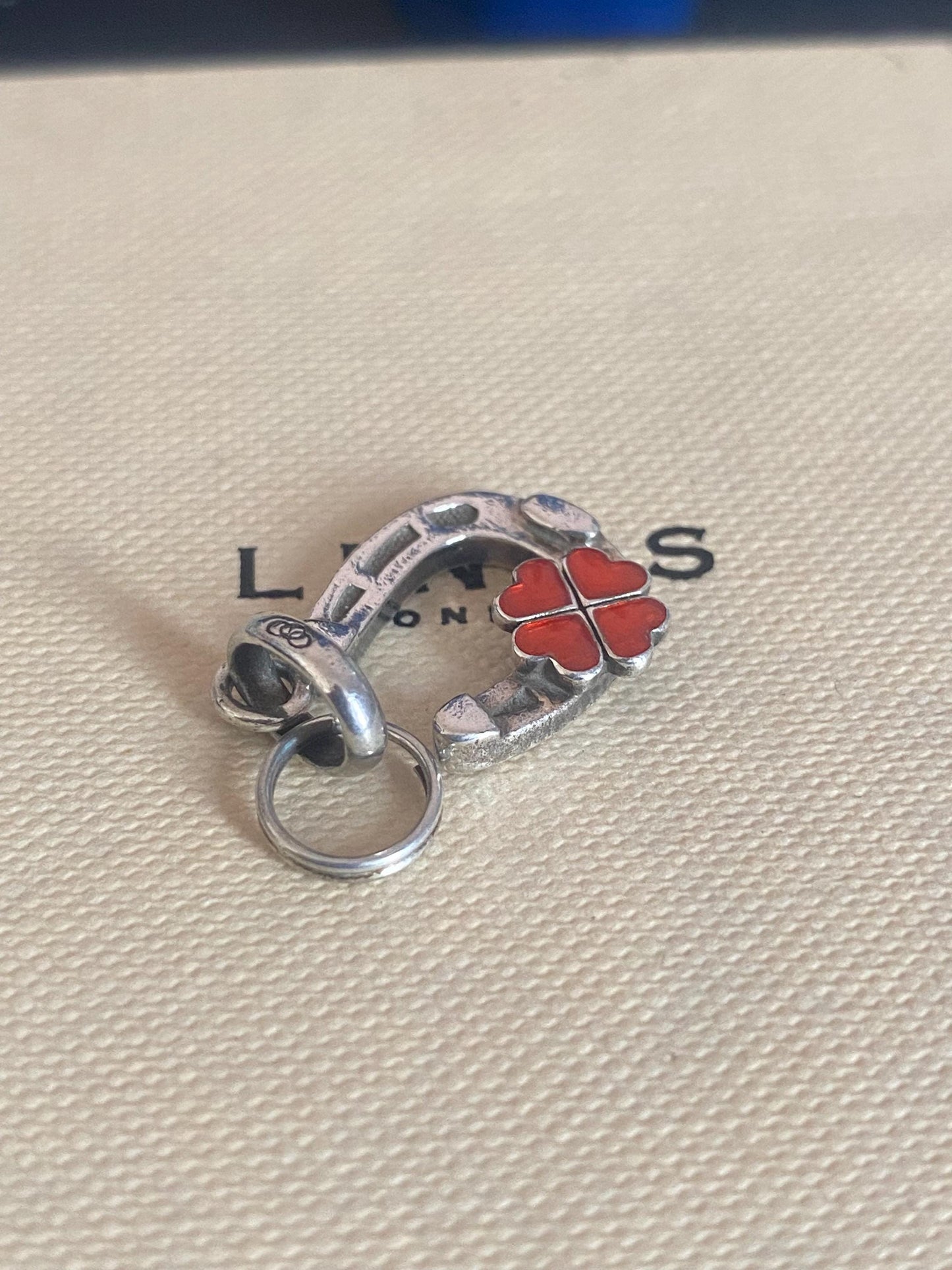 Genuine Links Of London Sterling Silver Lucky Horse Shoe With Four Leaf Clover Charm Vintage