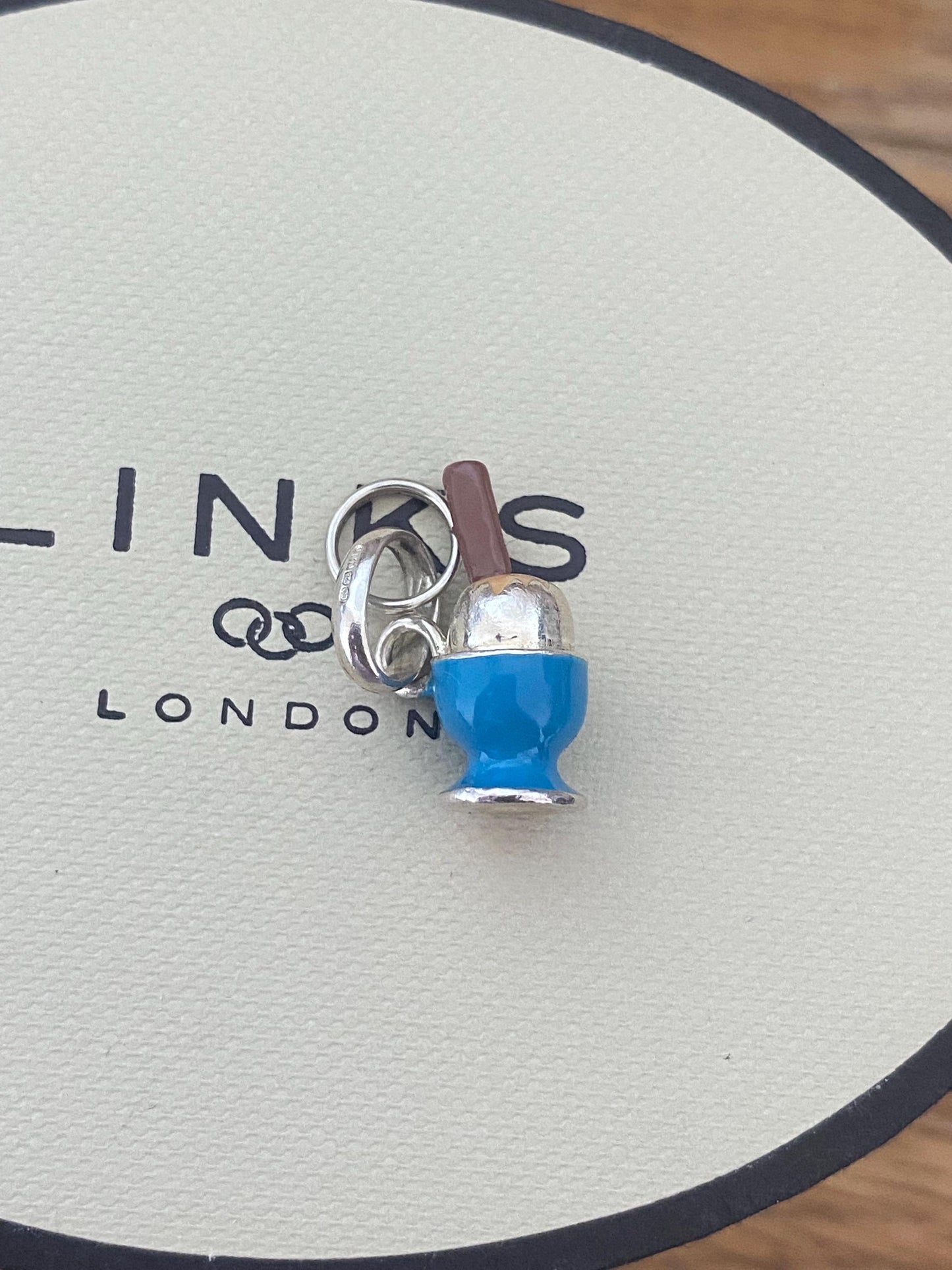 Extremely Rare Links of London Dippy Egg Charm, Sterling Silver, Enamel, Stamped, Hallmarked, PRISTINE CONDITION