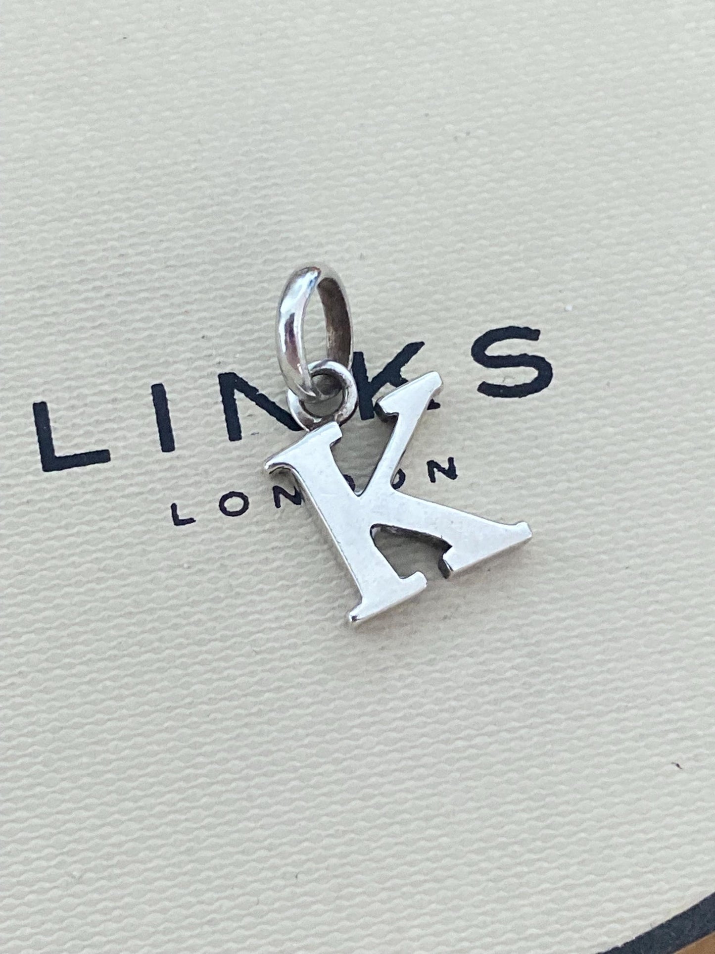 Genuine Links of London sterling silver letter ‘K’ charm