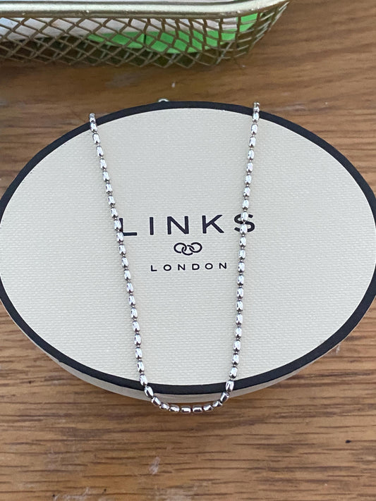 Genuine Links of London Rice Bead Necklace, sterling silver, in box