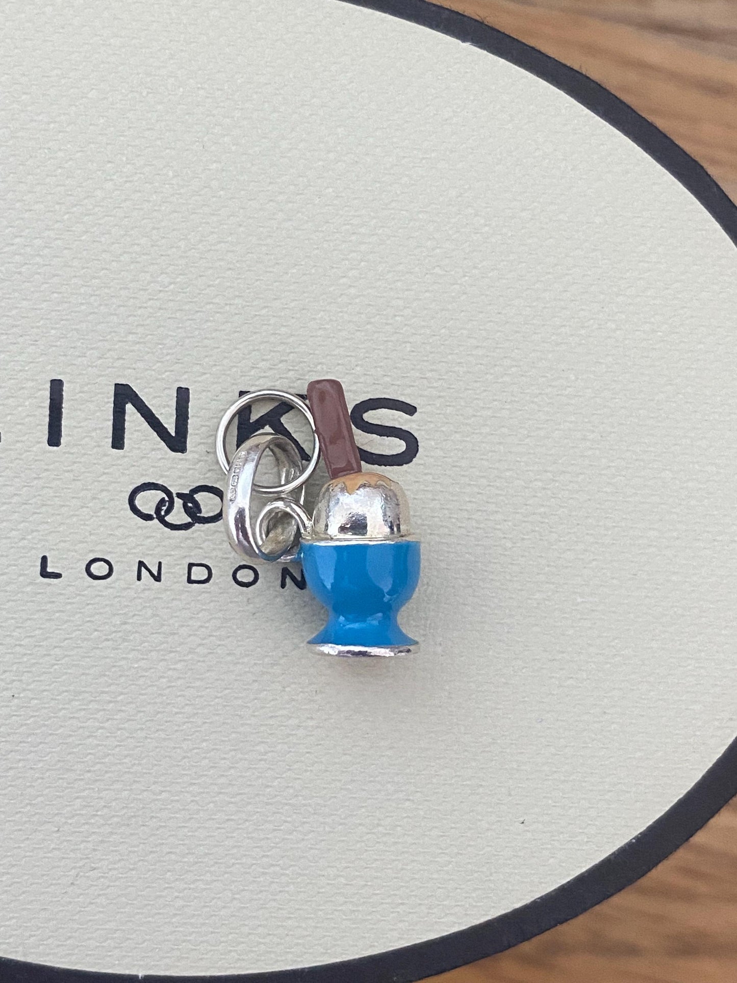 Extremely Rare Links of London Dippy Egg Charm, Sterling Silver, Enamel, Stamped, Hallmarked, PRISTINE CONDITION