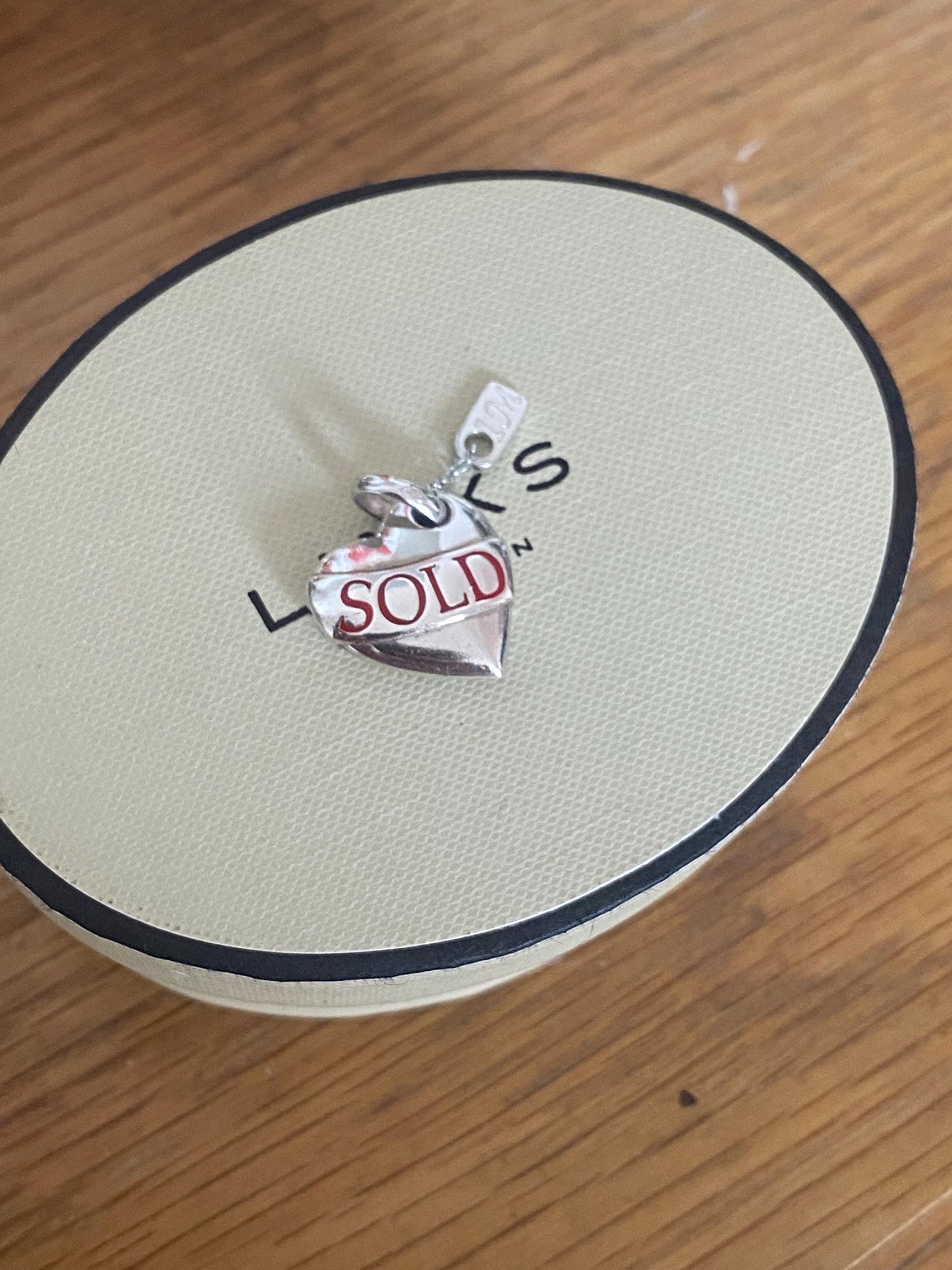 Genuine Links of London 'I'm Sold' Heart Charm, Sterling Silver with Red Enamel, Hallmarked
