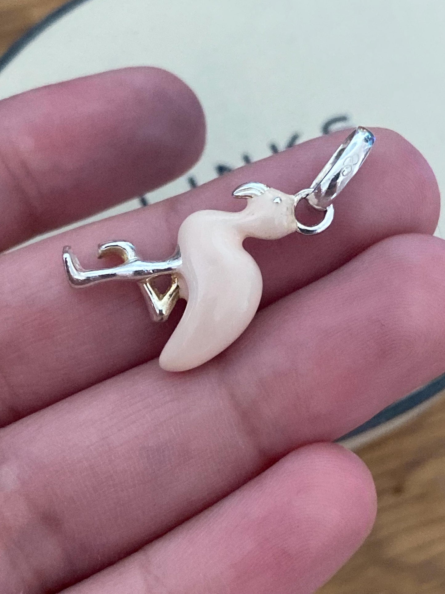Gorgeous Links of London Sterling Silver and Enamel pink flamingo Charm, Assay Hallmarked