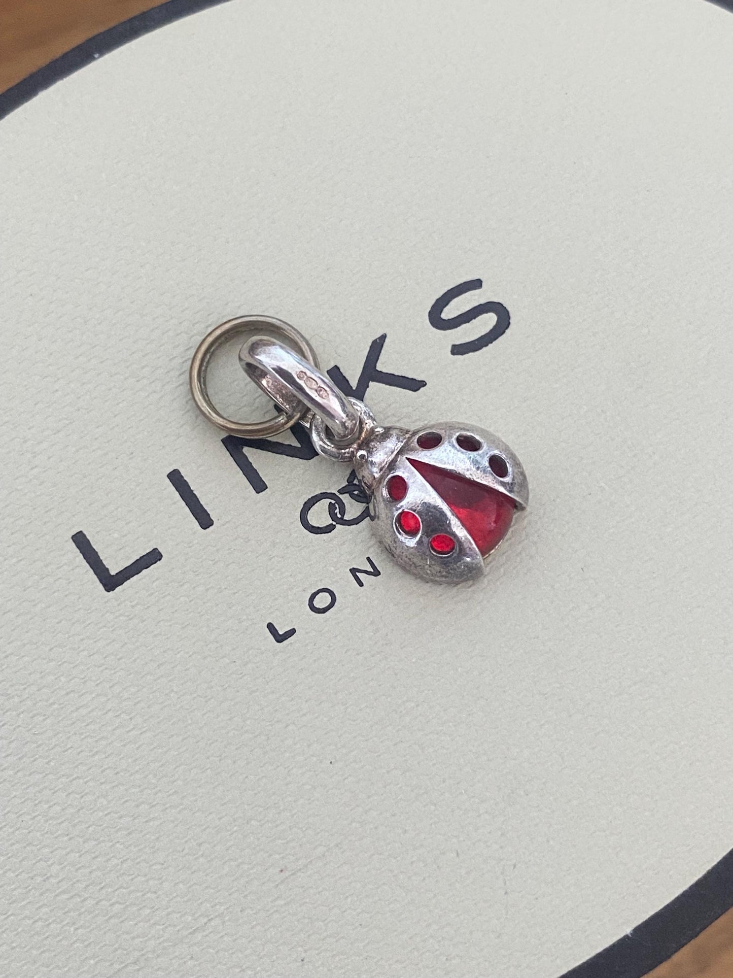 Gorgeous Links of London Lucky Ladybird Charm, Sterling Silver and Glass, genuine
