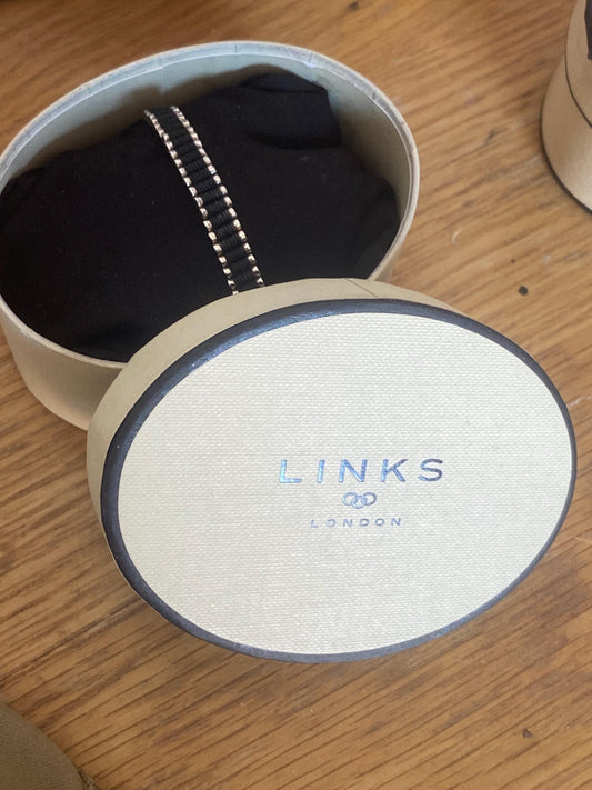 Black Links of London skinny Friendship Bracelet, Assay Hallmarked, boxed